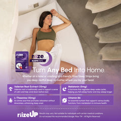 Riize Sleep Strips label highlights 5 mg melatonin for sleep-wake support