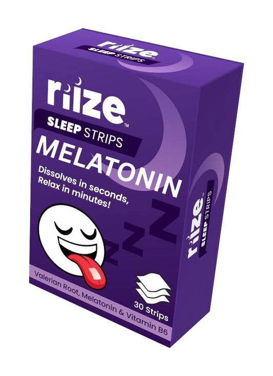 Riize Sleep Strips packaging shown for convenient nightly sleep support