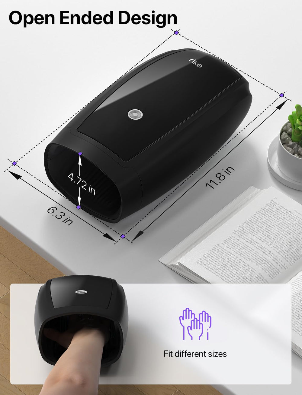 RIKE Hand Massager targets palm and fingers for focused relief.