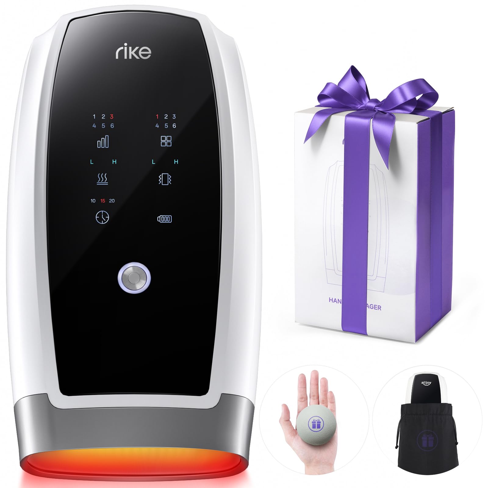 RIKE Hand Massager wrapped around the hand for full coverage and relief
