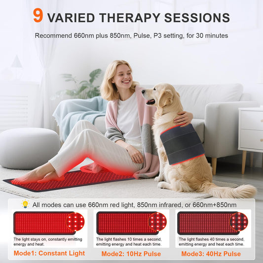 Rikimxin red light therapy mat back view highlighting surface comfort