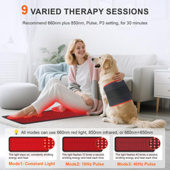 Rikimxin red light therapy mat back view highlighting surface comfort