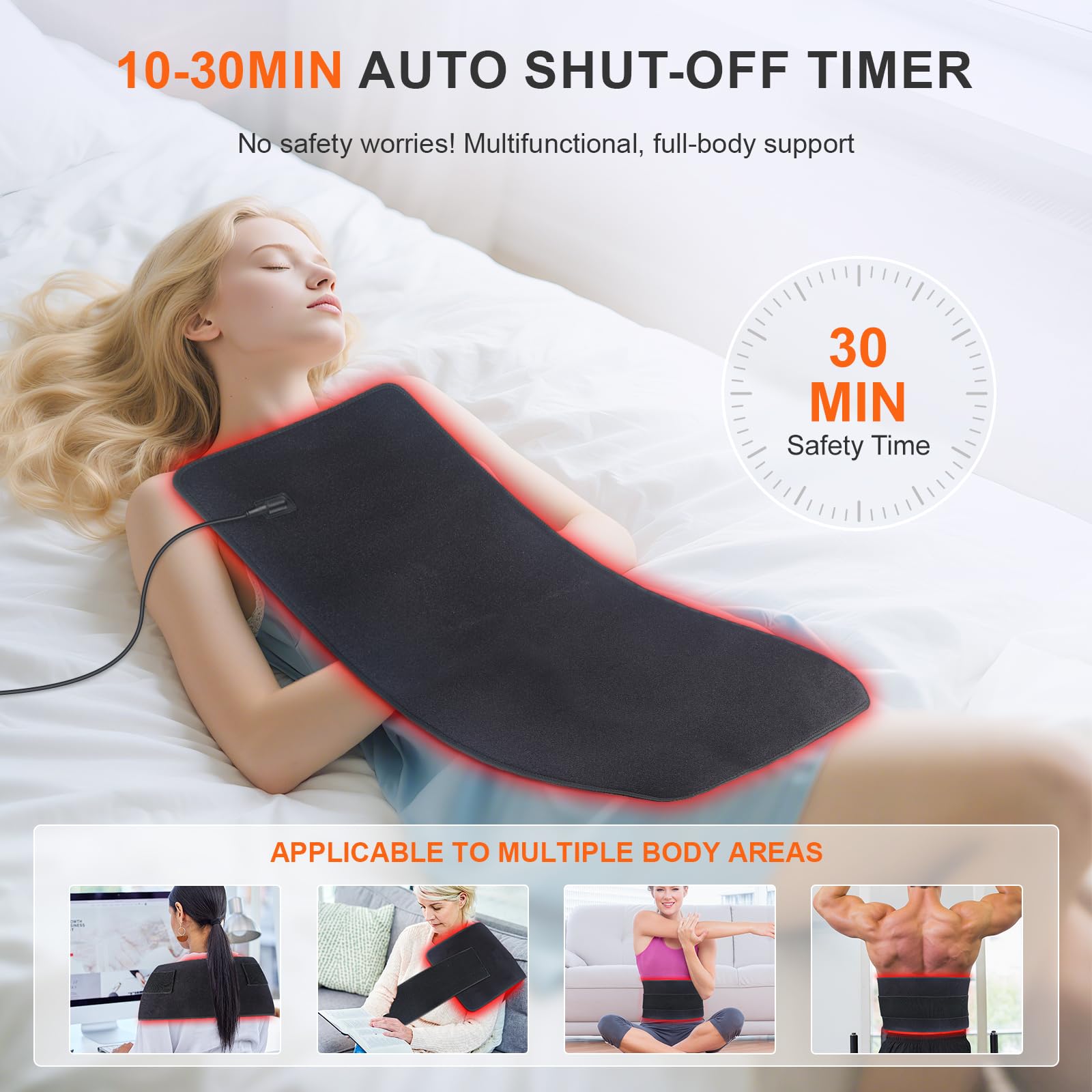 Rikimxin red light therapy mat dimensions 31-5x11-8 for spacious coverage