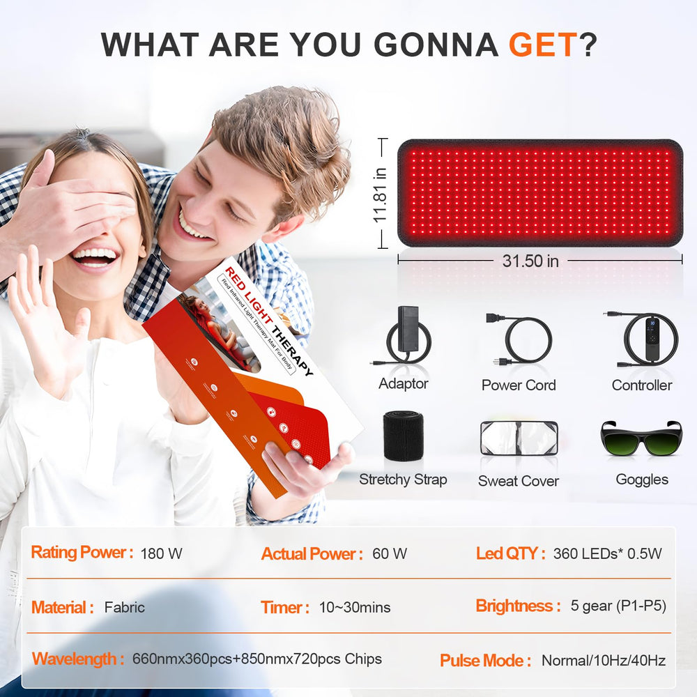 Rikimxin red light therapy mat placed on back for targeted relaxation