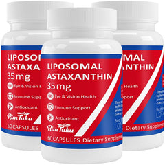 RimTuku 35mg Liposomal Astaxanthin bottle front shows premium antioxidant support