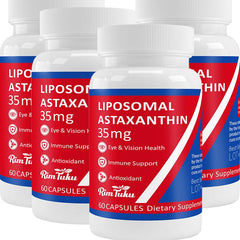 RimTuku 35mg Liposomal Astaxanthin bottle highlights potent antioxidant support for daily wellness