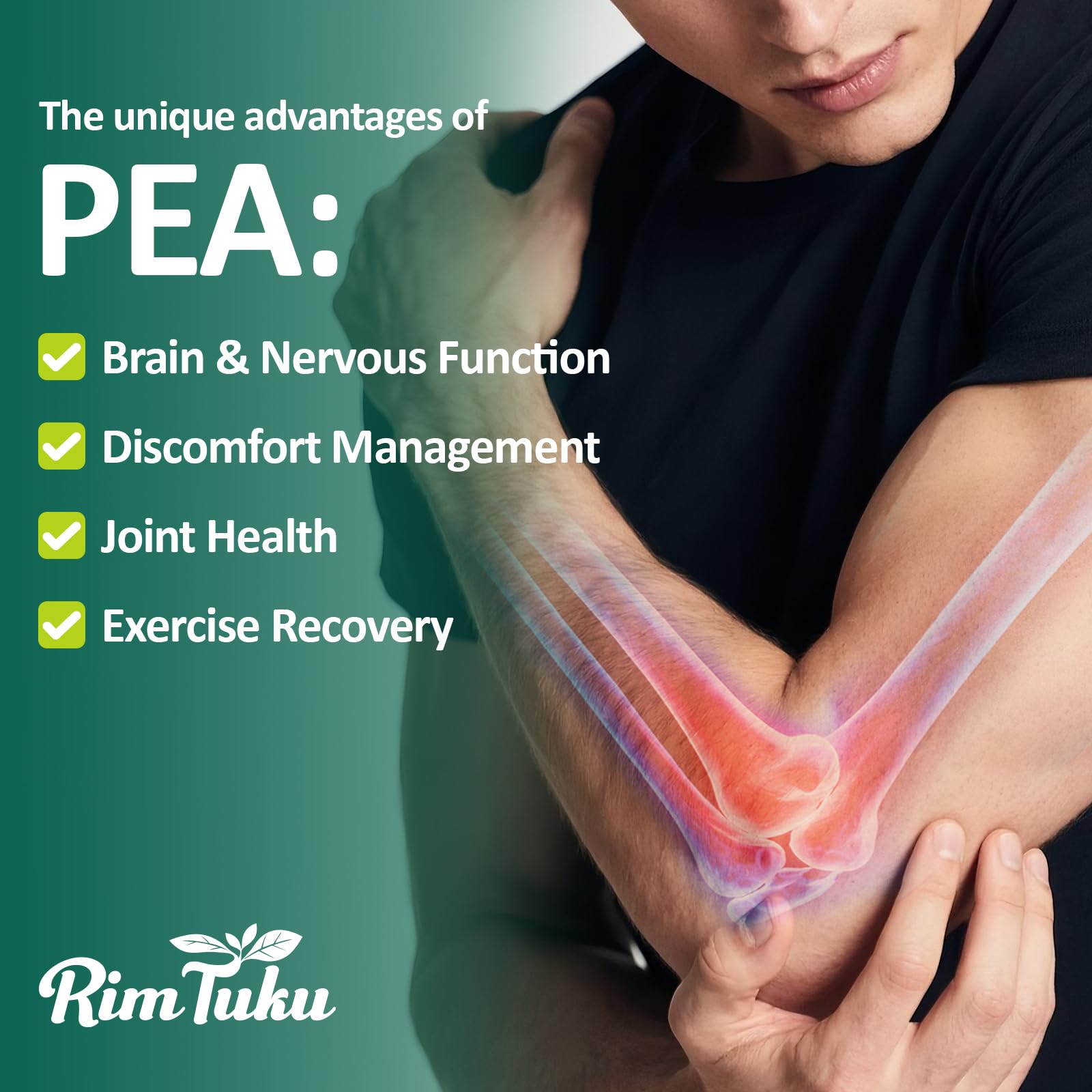 RimTuku ingredient graphic shows 2000mg PEA per serving.