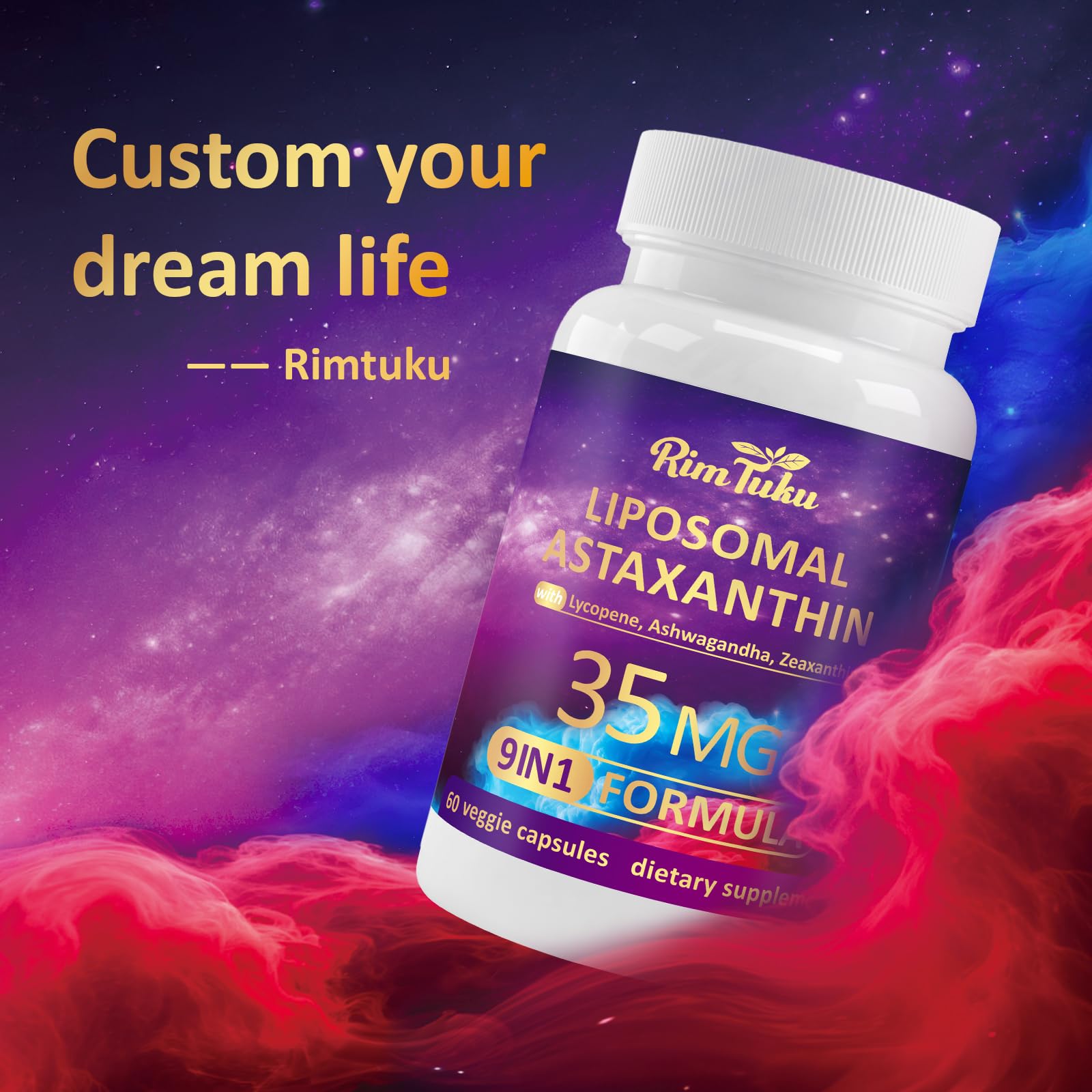 RimTuku Liposomal Astaxanthin features enhanced absorption via phospholipid delivery.