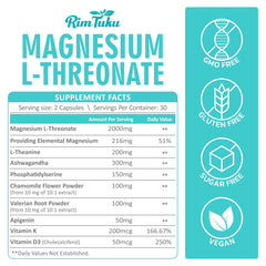 RimTuku label design emphasizes 2000mg L-Threonate for cognitive support