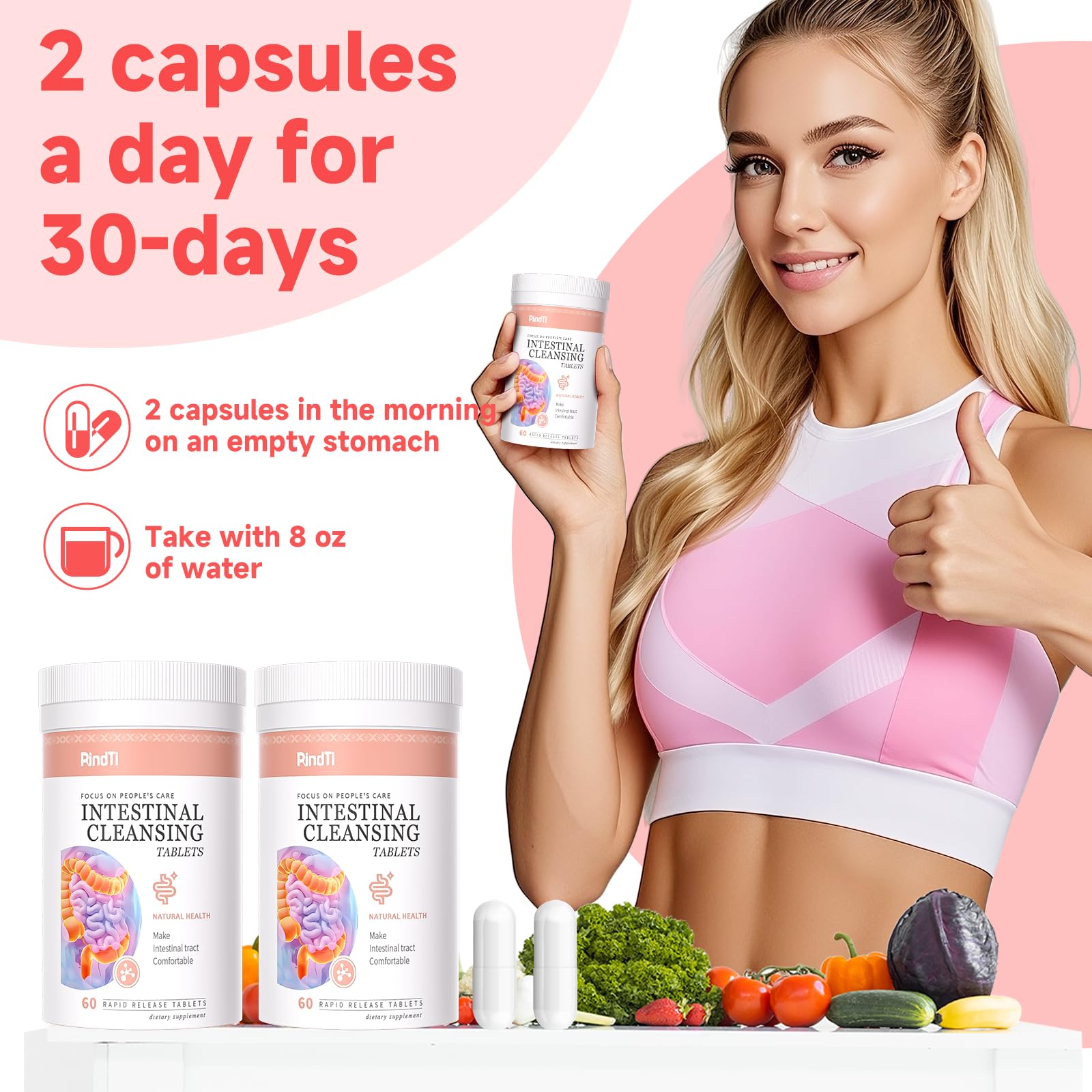 RindTi daily dosage capsules ready for everyday gut care.