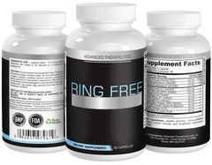 Ring Free bottle on nightstand suggesting better sleep with tinnitus relief