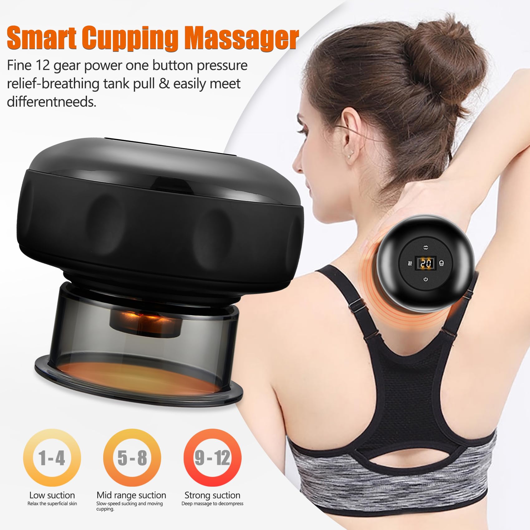 RIRC Smart Cupping Massager 4-in-1 side view for portable home use