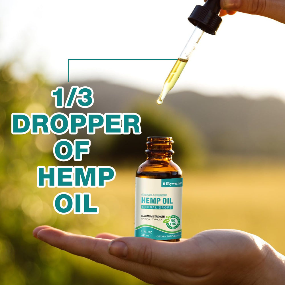 RiRywony Health 3 Pack Oil Drops droplet close-up suggesting measured dosing
