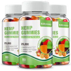 RiRywony Health hemp gummies three-pack bottles for a relaxing evening routine