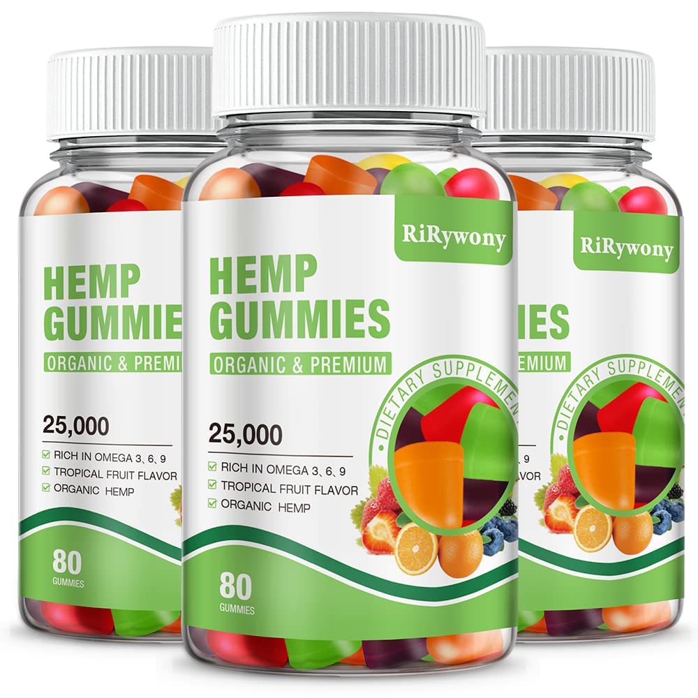 RiRywony Health Hemp Gummies bottle front promotes calm and daily focus.