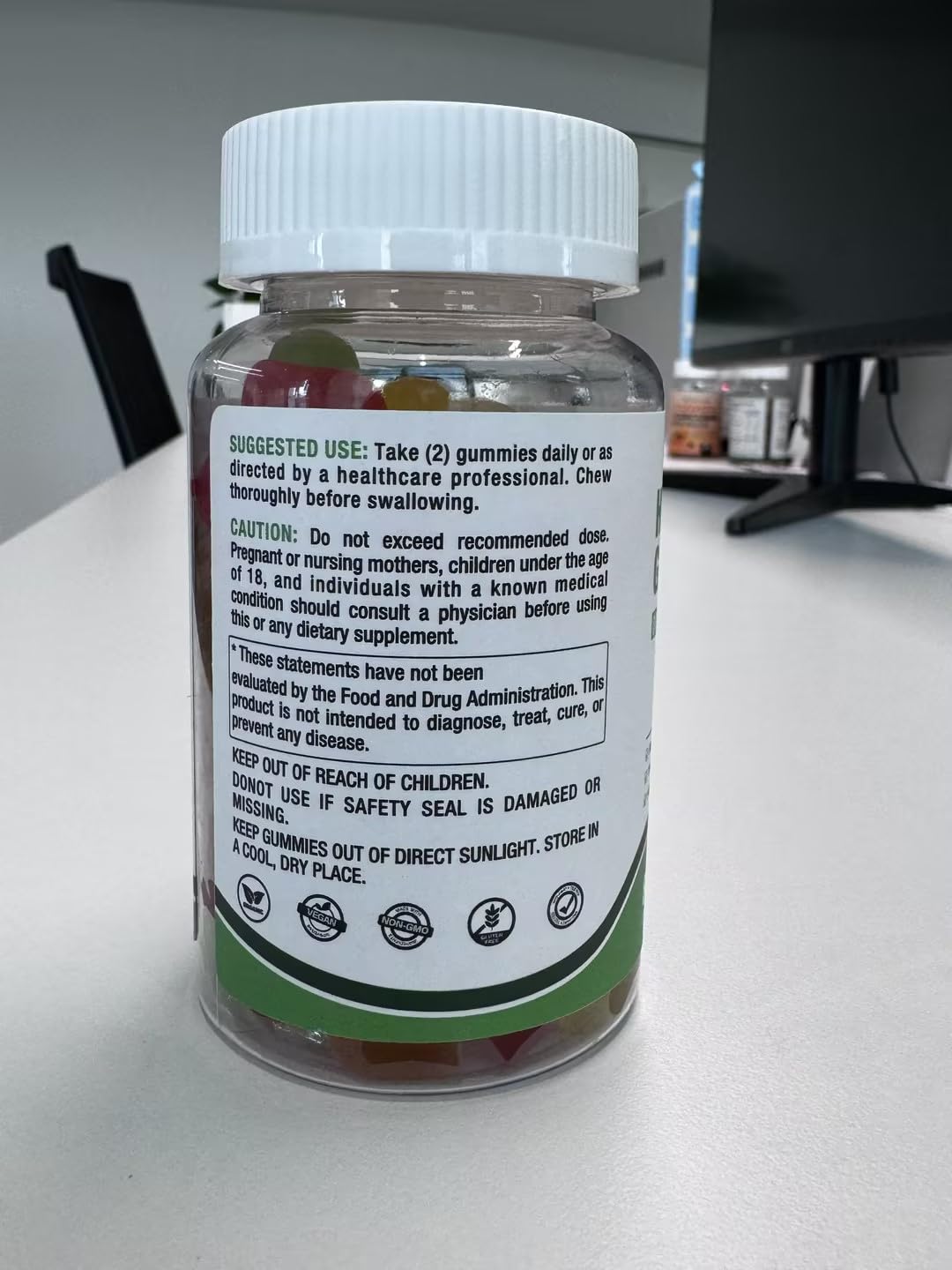 RiRywony Health Omega Gummies closeup shows chewy texture and color.