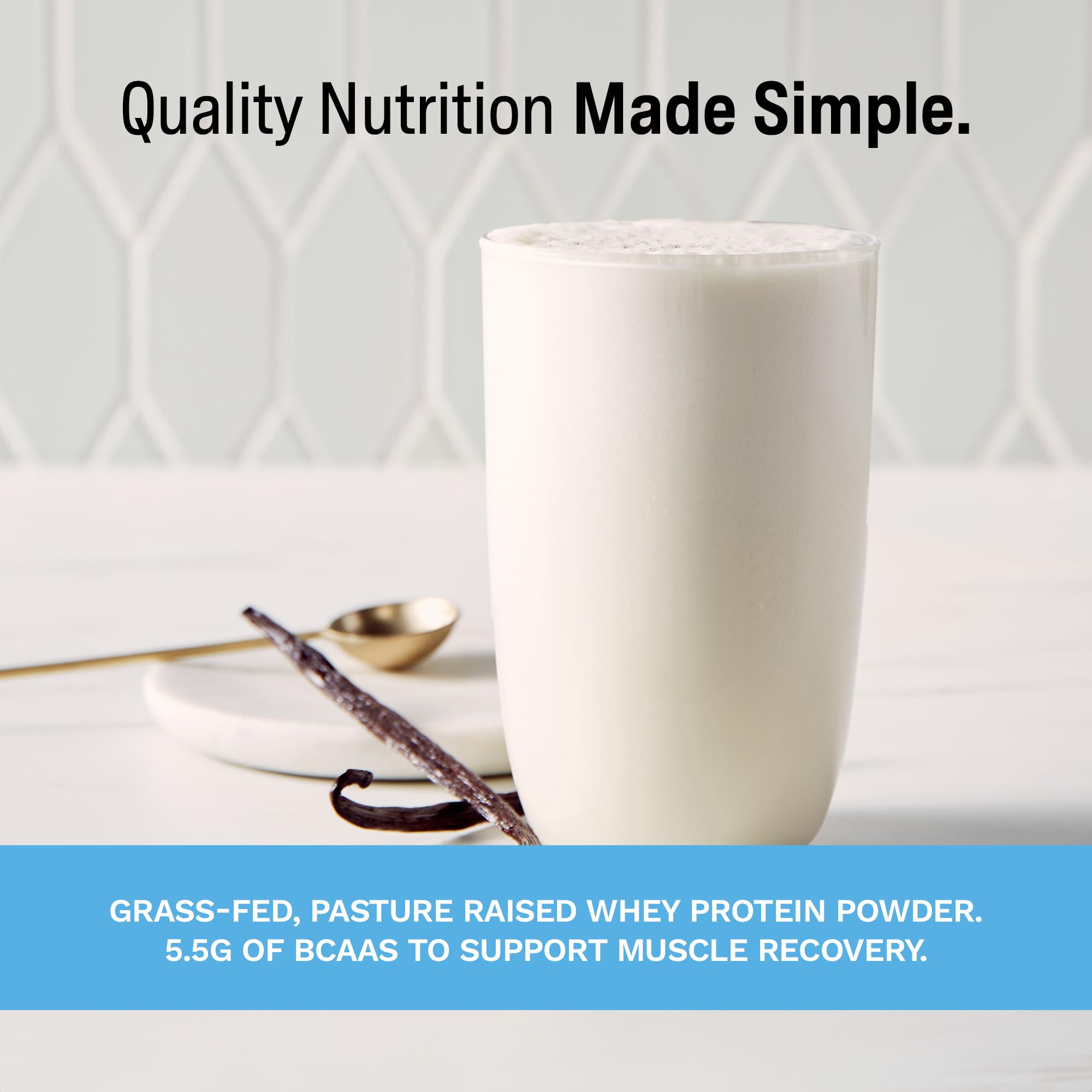 Rise Grass-Fed Whey Vanilla dissolves easily in water for easy blending