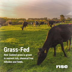Rise Grass-Fed Whey Vanilla NZ cows origin signals quality protein