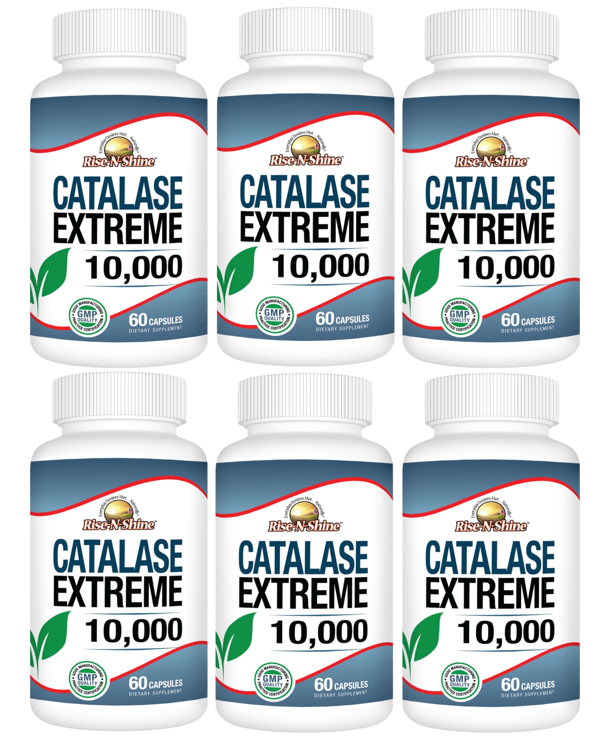 Rise-N-Shine Catalase Extreme bottle shows high-dose catalase for hair vitality