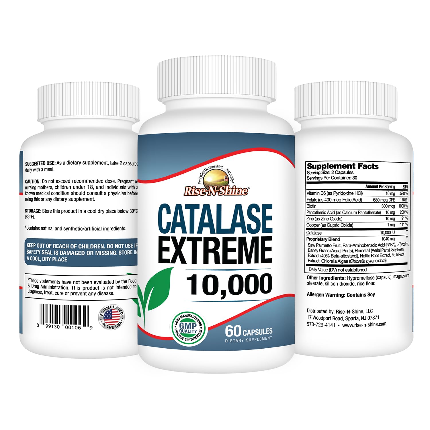 Rise-N-Shine Catalase Extreme capsules ready for daily support.