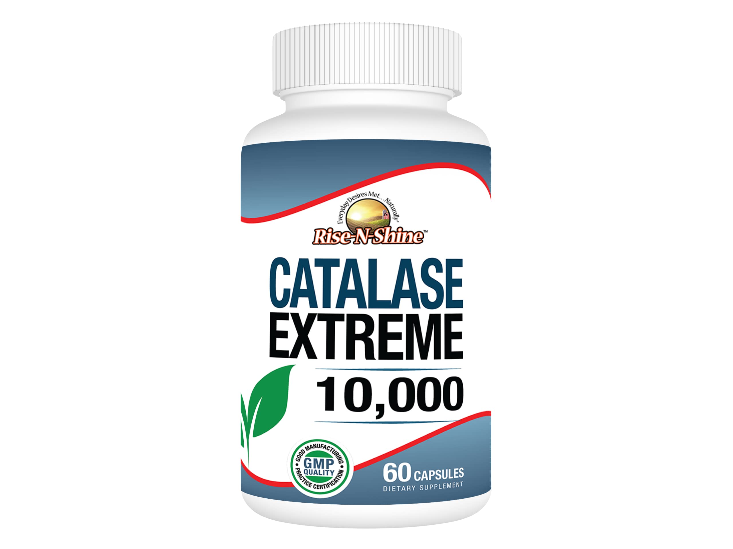 Rise-N-Shine Catalase Extreme 10,000 bottle for daily vitality support.