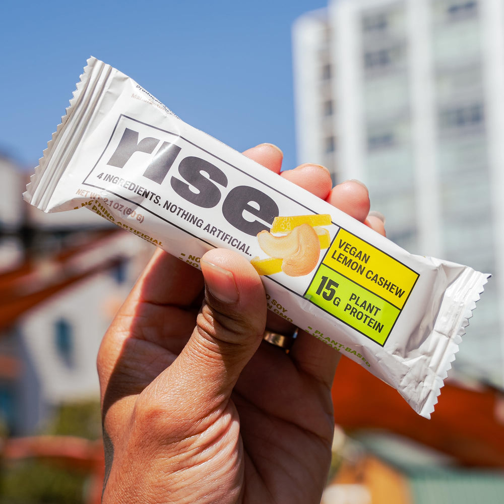 Rise lemon cashew bar with cozy texture, small-batch crafted