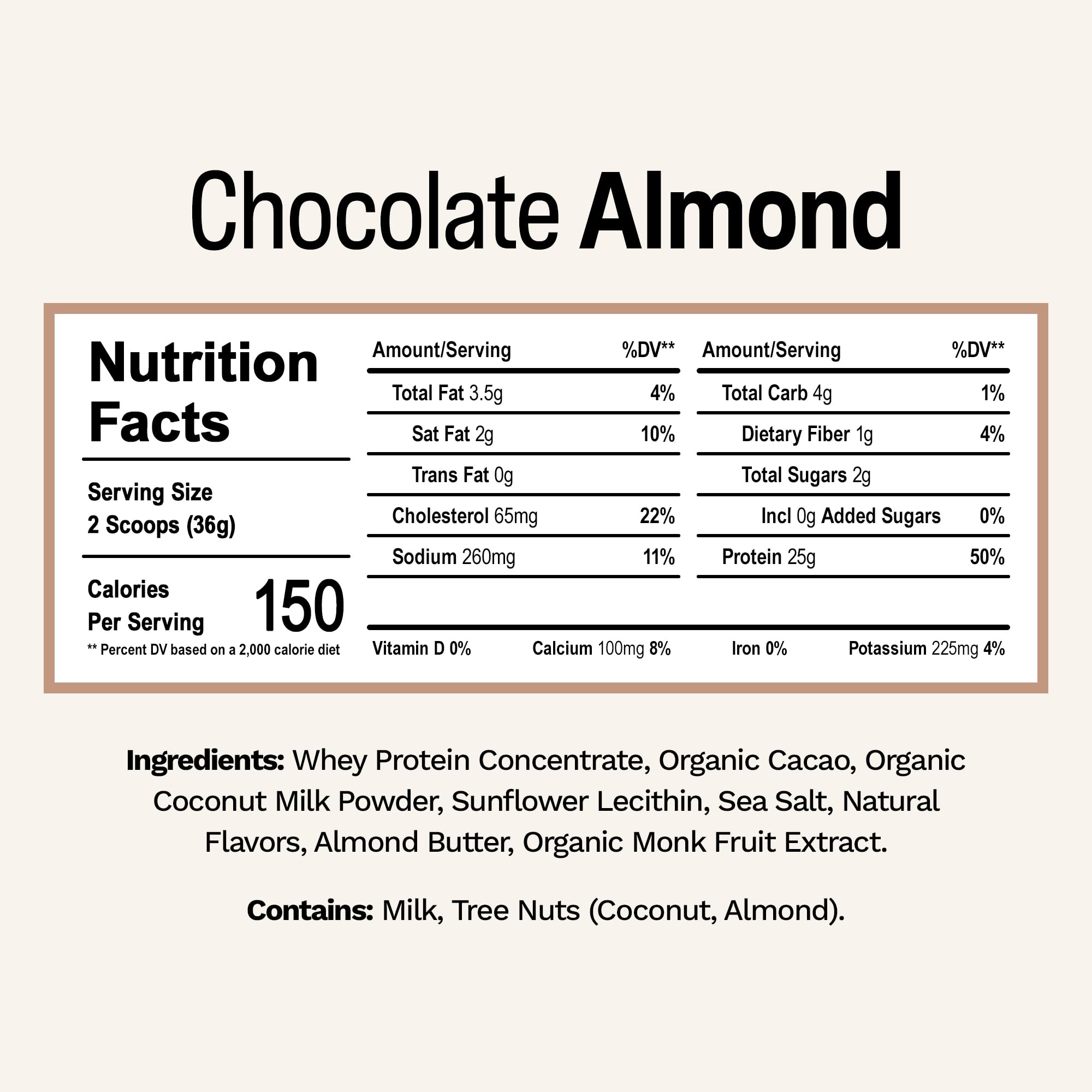 Rise Whey Chocolate Almond scoop showing convenient serving