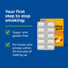 Rite Aid nicotine gum 2mg fruit flavor coated texture close-up highlights smooth chew