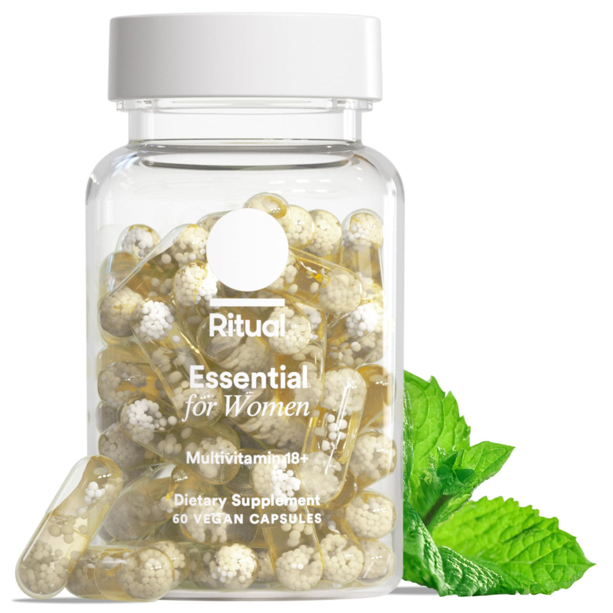 Ritual Essential Women multivitamin bottle front shows clean packaging for daily wellness