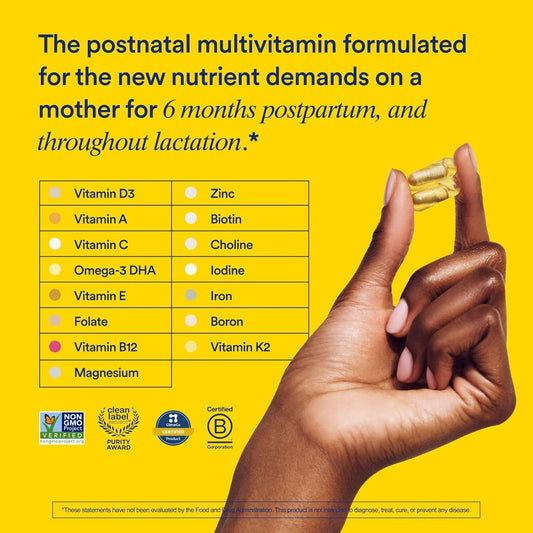 Closeup of Ritual postnatal capsules highlighting delayed-release design