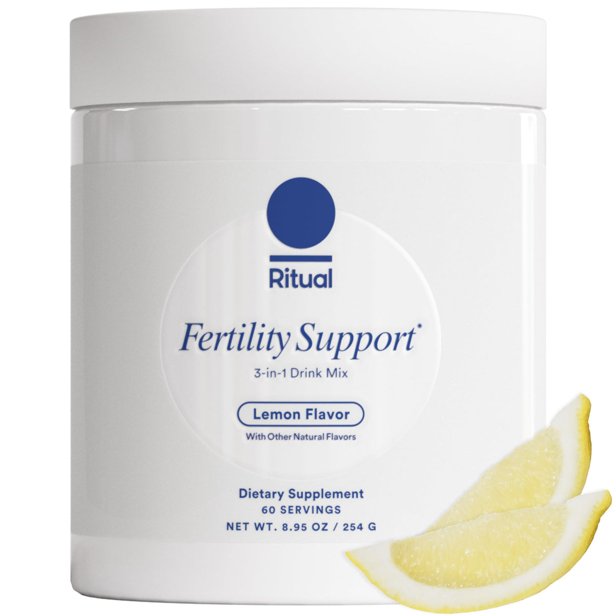 Ritual Fertility Support bottle with lemon flavor for easy twice-daily use