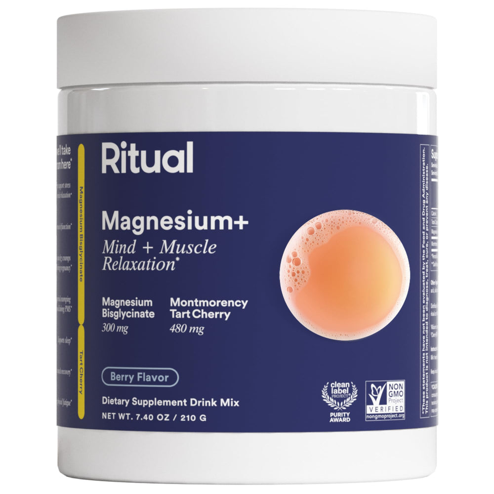 Ritual Magnesium+ Tart Cherry glass for a relaxing evening ritual