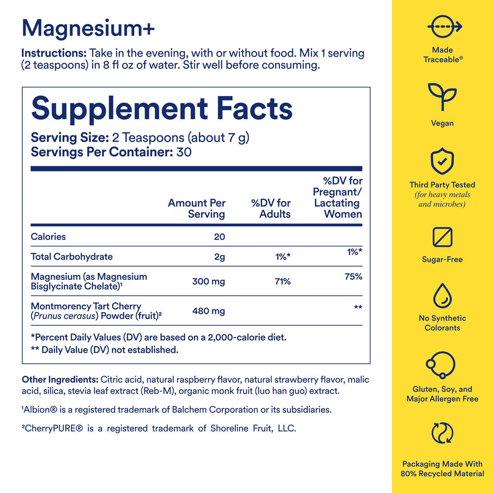 Ritual Magnesium+ Tart Cherry label highlights science-backed ingredients