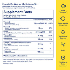 Ritual multivitamin for women 50+ capsules close-up showing beadlet-in-oil technology.