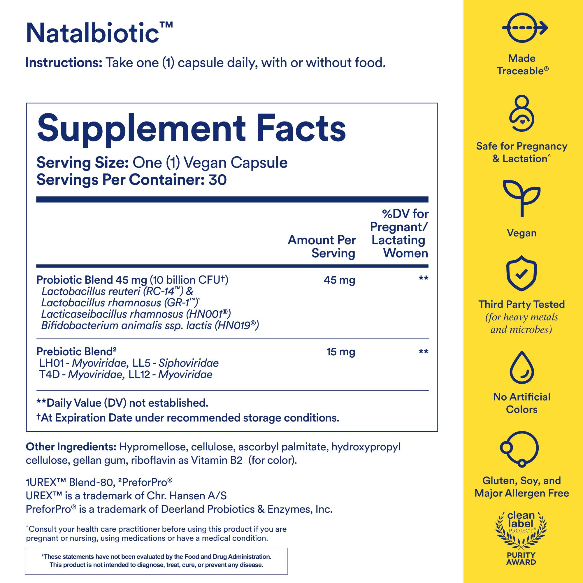 Ritual Natalbiotic packaging and label shown for OB/GYN designed probiotic.