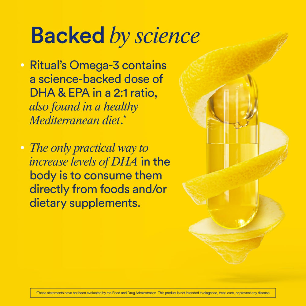Ritual Omega-3 microalgae source icon shows sustainable science origins.