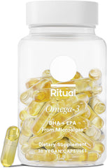 Ritual Omega-3 vegan bottle front for a sustainable, fish-free omega option.
