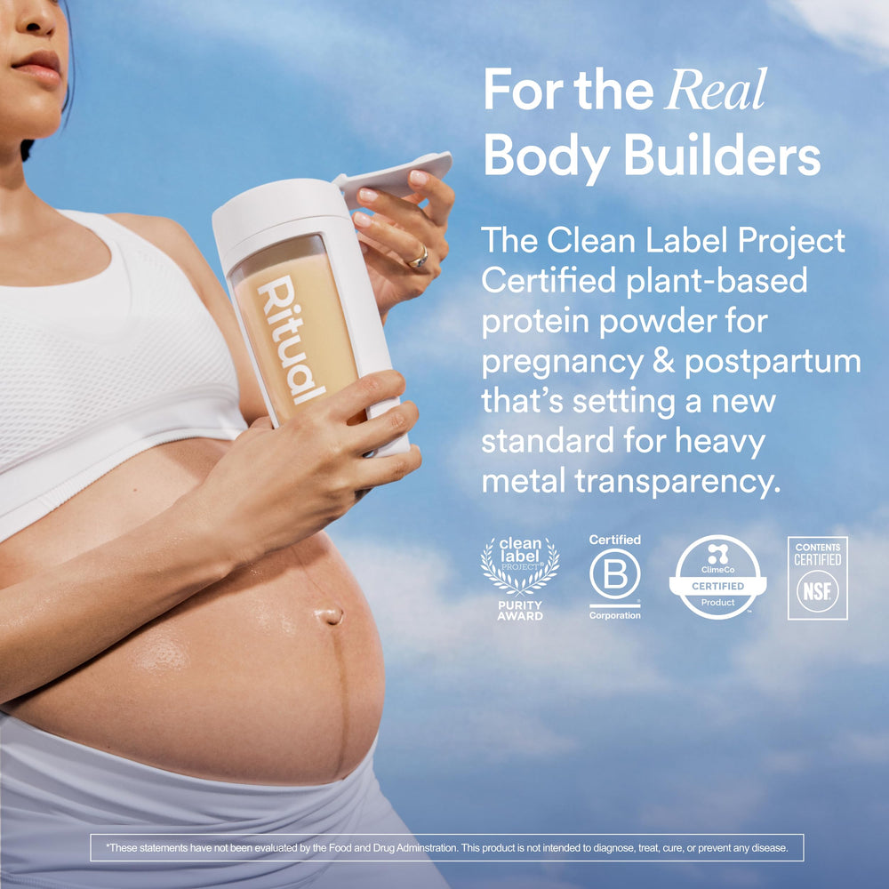Ritual Prenatal Protein vanilla shake being prepared with a smooth texture