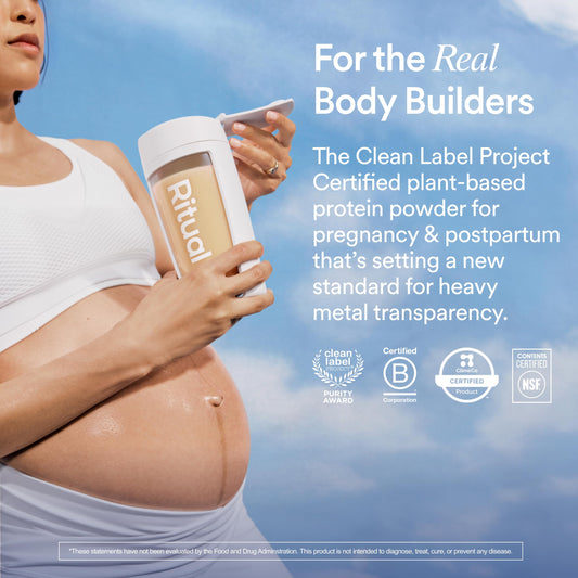 Ritual Prenatal Protein vanilla shake being prepared with a smooth texture