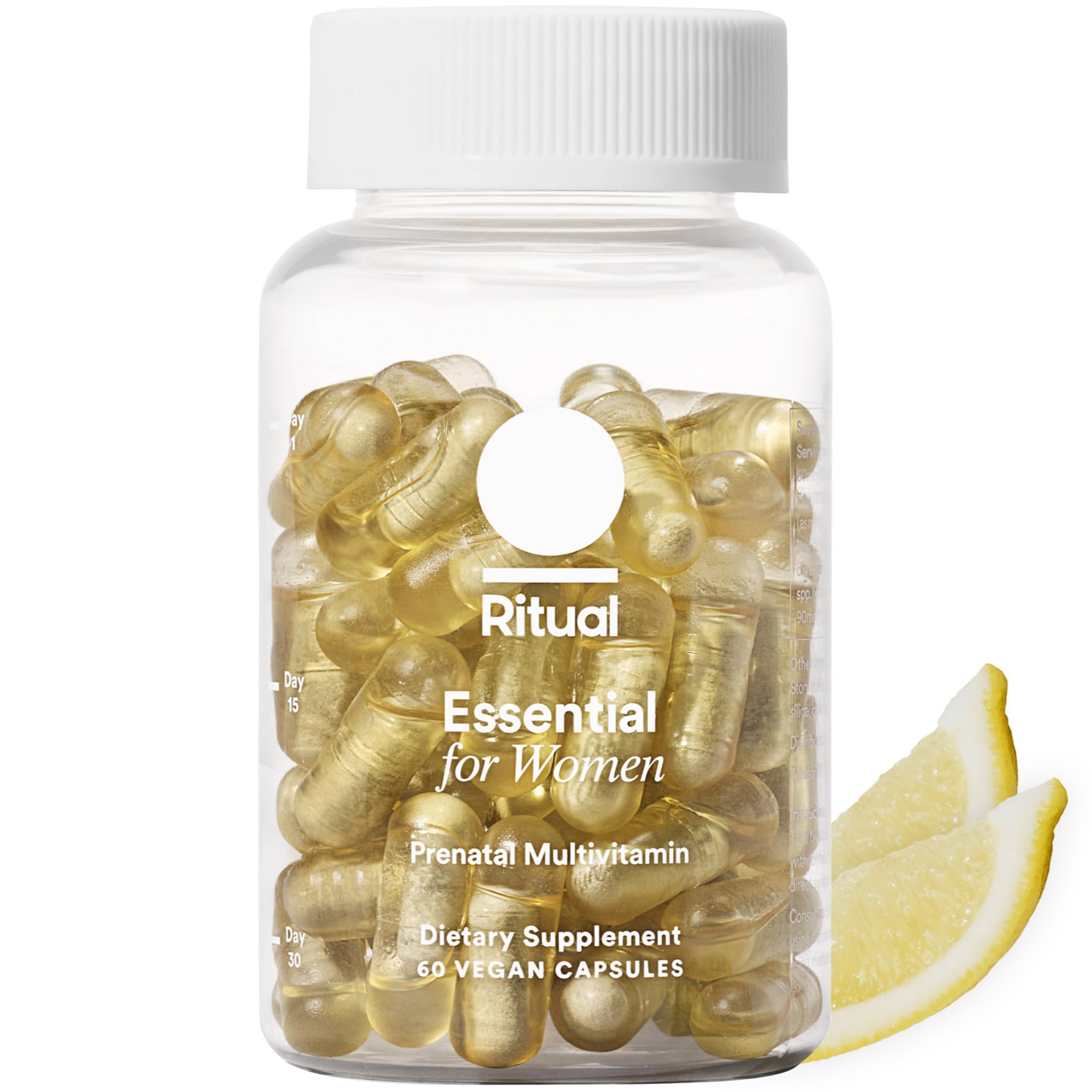 Ritual Prenatal vitamins bottle with citrus tab for easy daily intake.