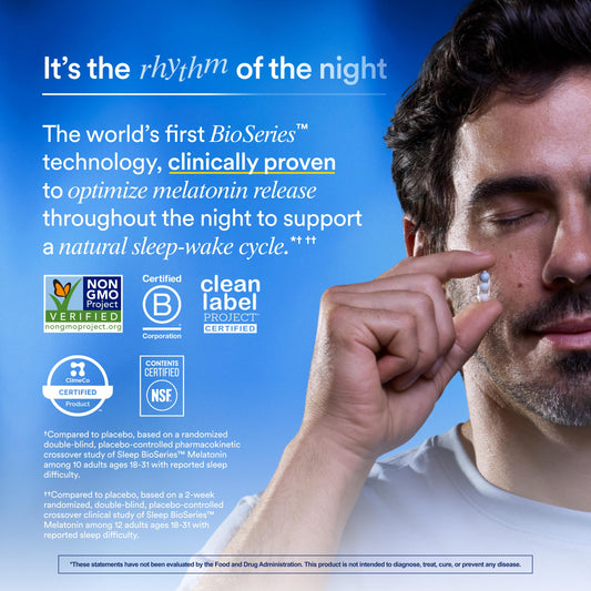 Ritual Sleep BioSeries melatonin capsules highlighting drug-free sleep support