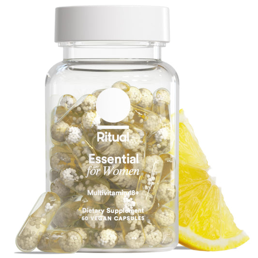 Ritual Women Multivitamin citrus bottle supports daily nutrient balance.