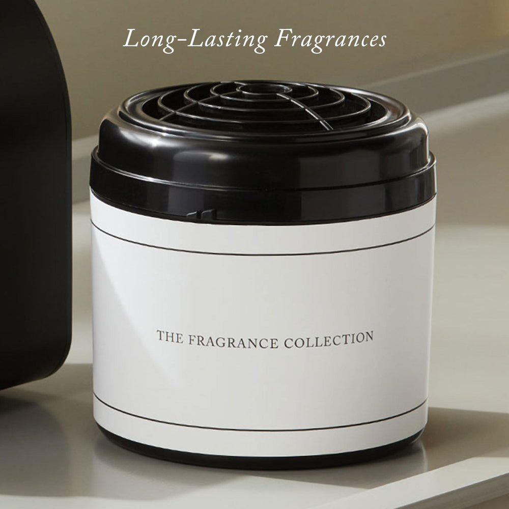Close-up of The Ritz-Carlton cartridge highlighting dry air diffusion technology for mess-free fragrance.