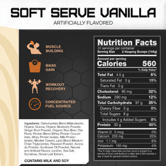 RIVAL NUTRITION Clean Gainer ingredient panel emphasizes multi-source carbs and fats for sustained energy