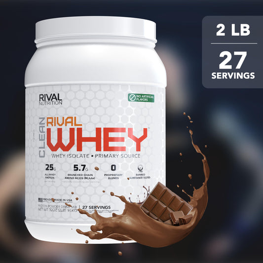 RIVAL NUTRITION Clean Rival Whey scoop with powder for lean muscle support