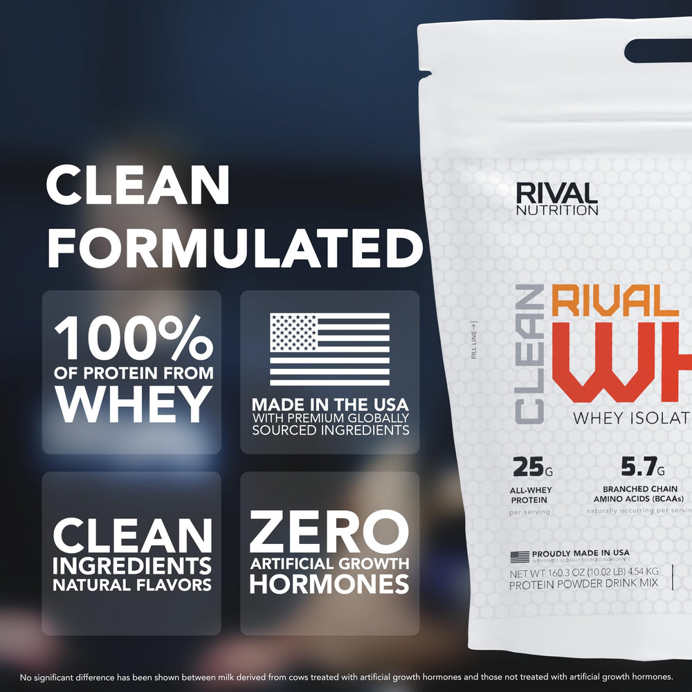 Batch information label on Clean Rival Whey packaging