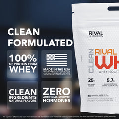 Batch information label on Clean Rival Whey packaging