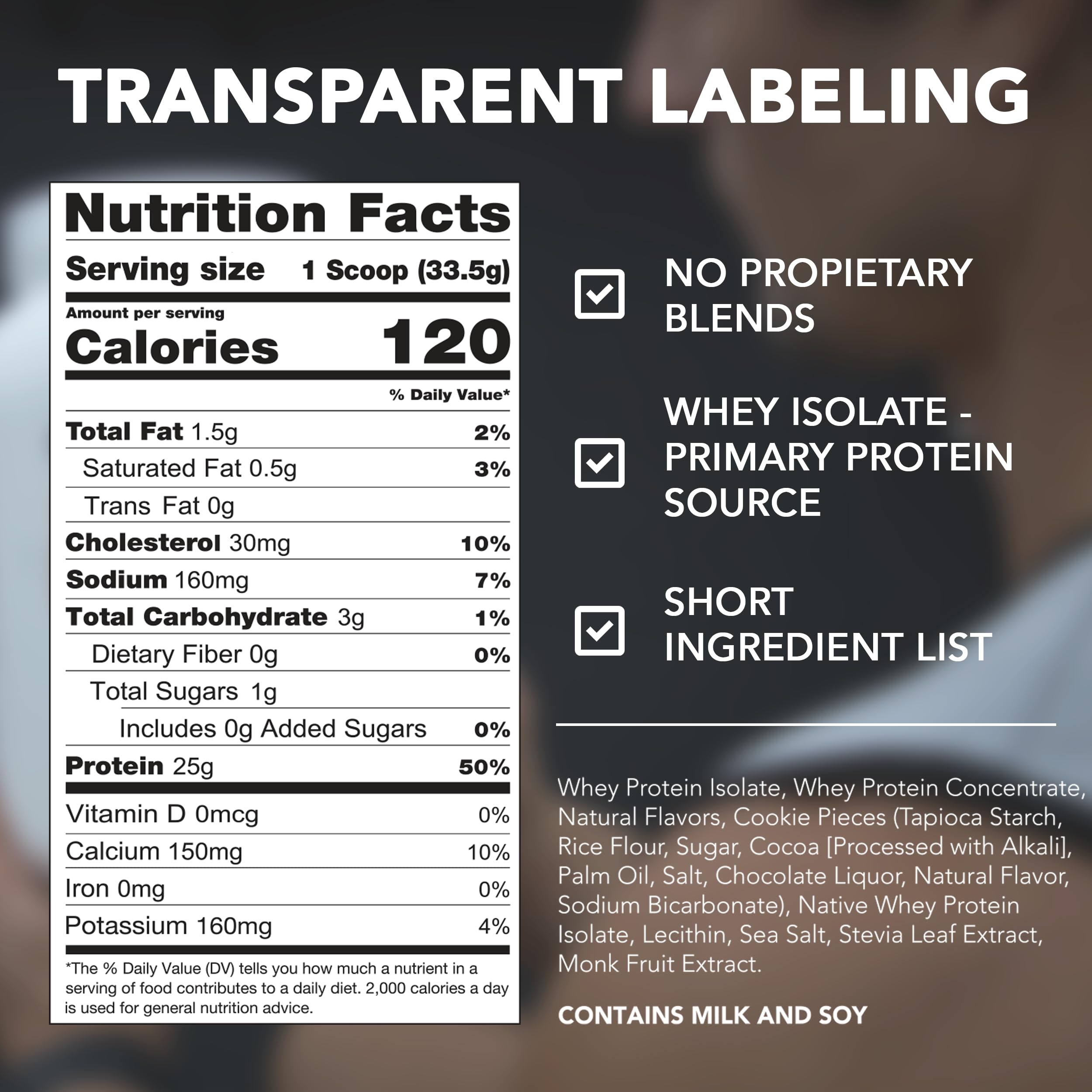 Label emphasizing natural flavors and no artificial ingredients on Rival Whey