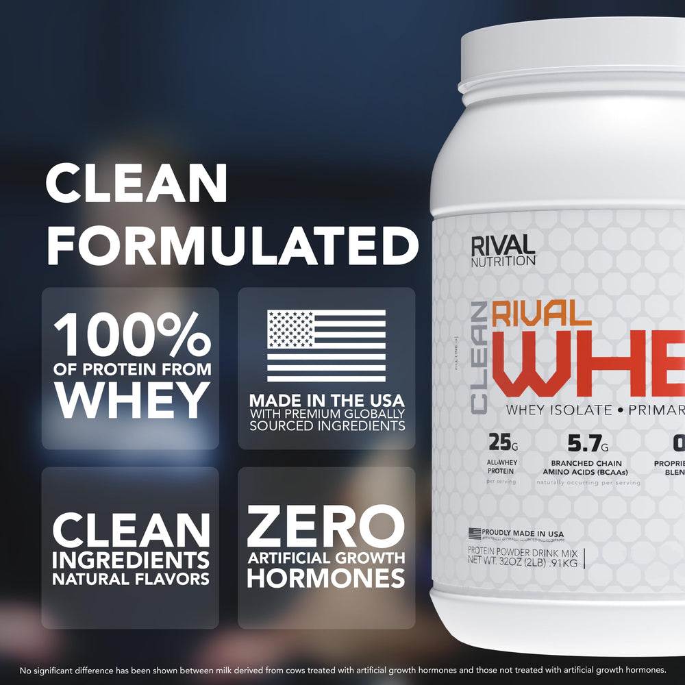 RIVAL NUTRITION Clean Rival Whey salted caramel in a glass shake highlighting mixability.