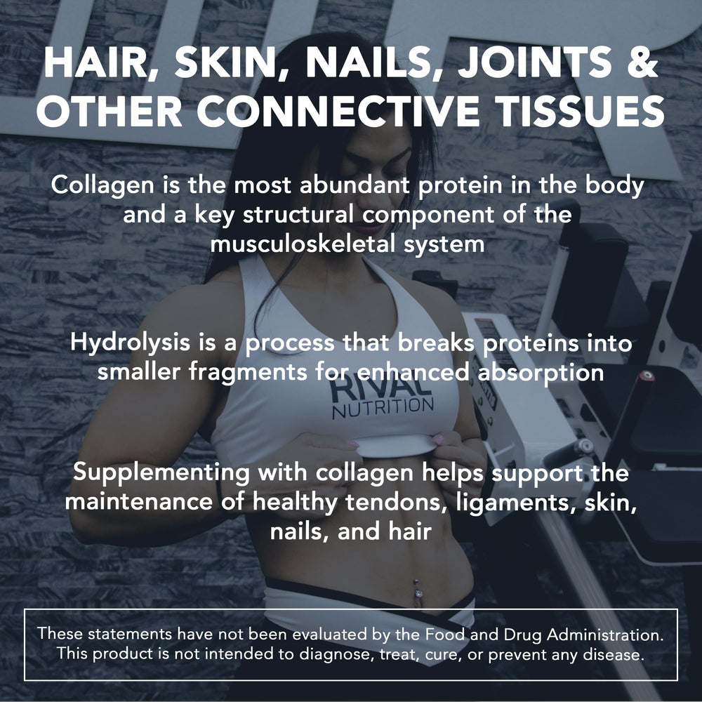 Rival Nutrition Collagen Peptides pour into smoothie illustrates versatile, nearly tasteless addition.
